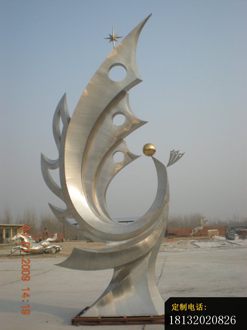 不锈钢抽象凤凰公园抽象雕塑_800*1066