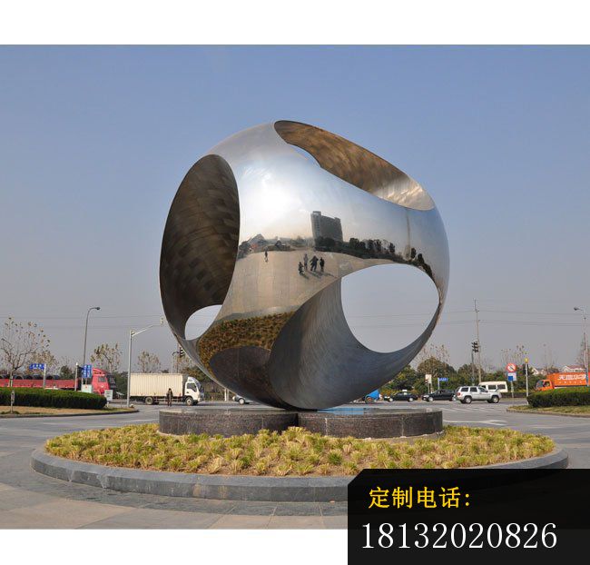 不锈钢抽象圆球广场景观雕塑_650*622