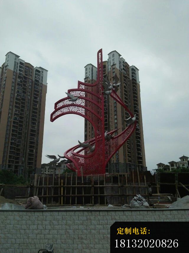 不锈钢飞翔雕塑写字楼景观雕塑 (2)_640*853