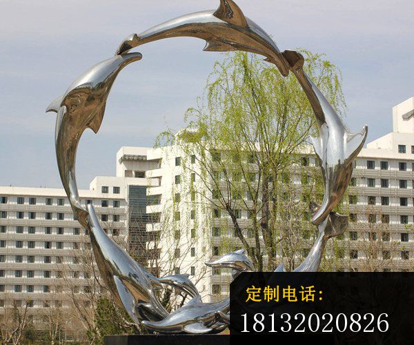 不锈钢海豚雕塑广场动物雕塑_600*500
