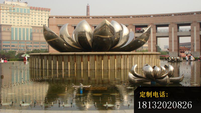 不锈钢莲花雕塑广场景观雕塑 (1)_800*450