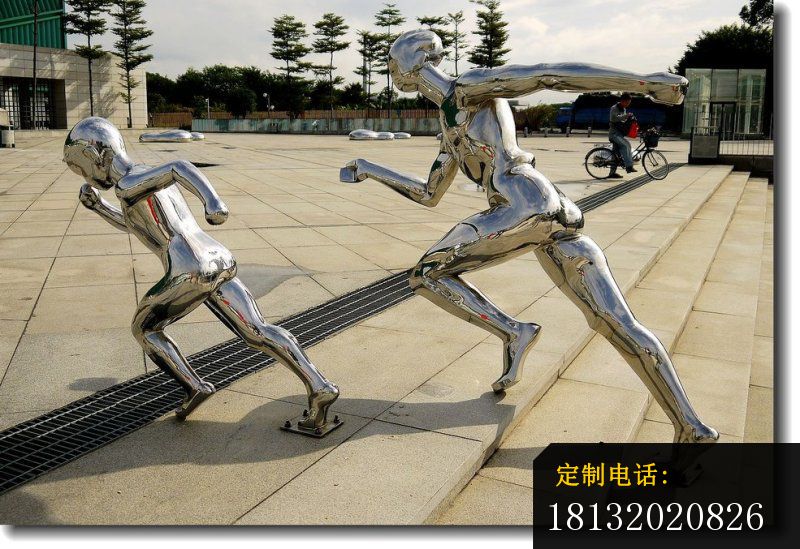 不锈钢跑步雕塑抽象人物雕塑_800*549