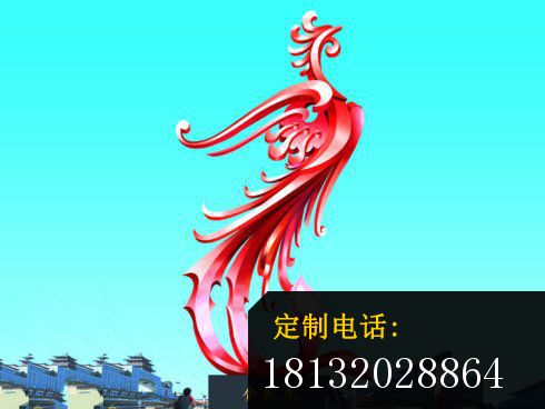 不锈钢凤求凰雕塑，景观雕塑凤凰_490*368