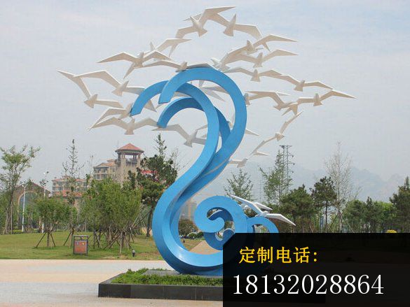 不锈钢鸽子雕塑，不锈钢放飞雕塑_585*439