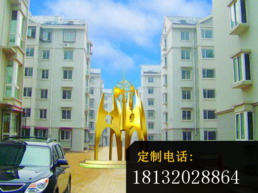 不锈钢共筑未来雕塑，不锈钢企业雕塑_522*392