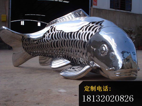 不锈钢鱼雕塑抽象动物雕塑_600*450