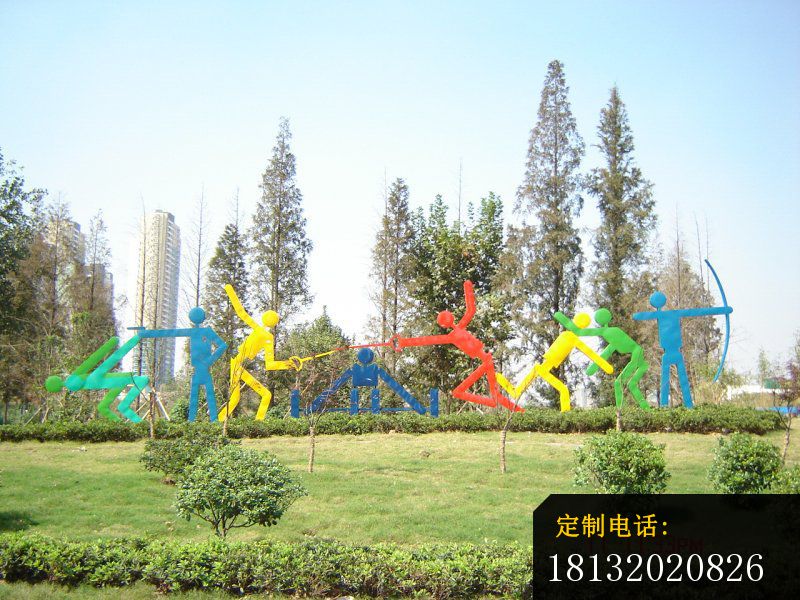 不锈钢运动雕塑公园抽象人物雕塑 (2)_800*600