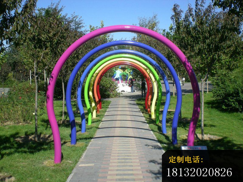 彩色烤漆拱门雕塑公园不锈钢雕塑_800*600