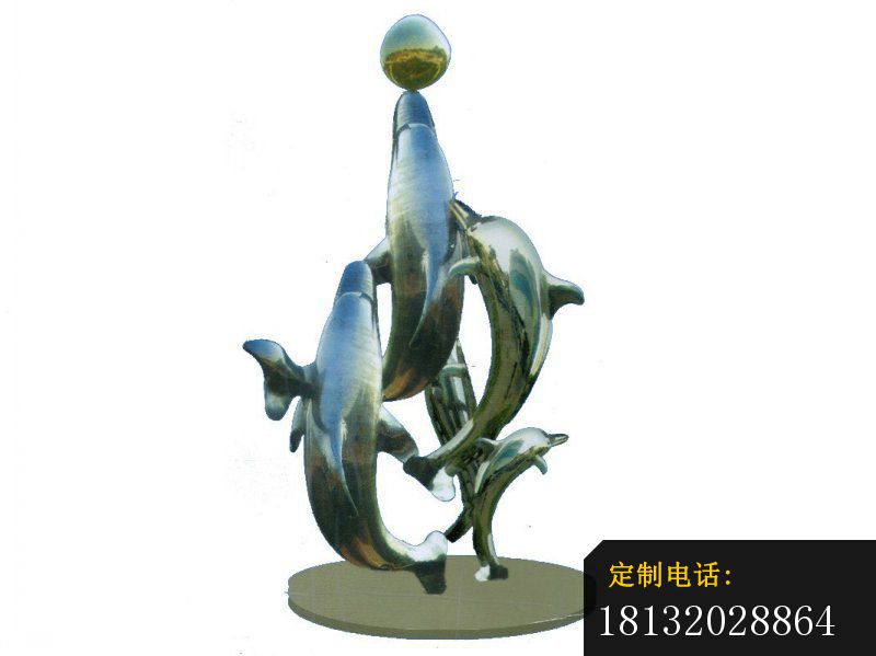 不锈钢海豚雕塑，广场海豚不锈钢雕塑_800*599