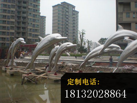 不锈钢海豚雕塑，跳跃的海豚雕塑_480*360