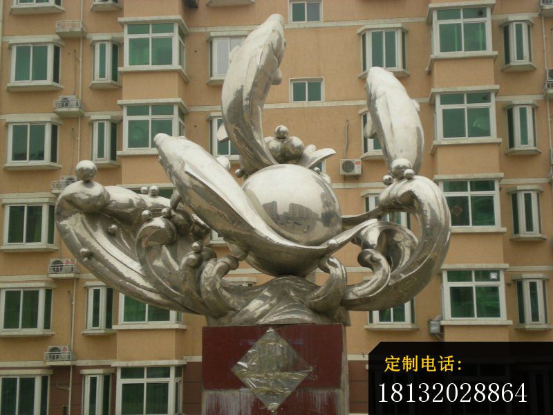 不锈钢海豚雕塑，小区不锈钢海豚雕塑_800*600