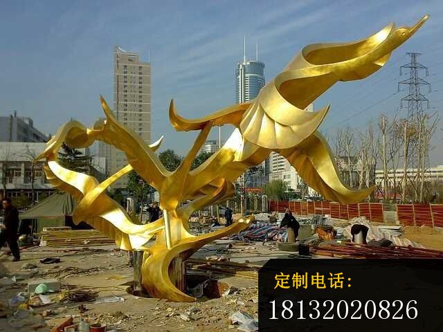抽象大雁雕塑不锈钢动物雕塑_640*480