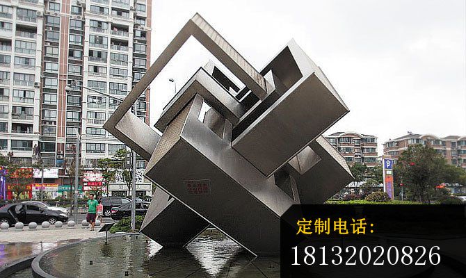 抽象方块雕塑广场不锈钢雕塑_670*400