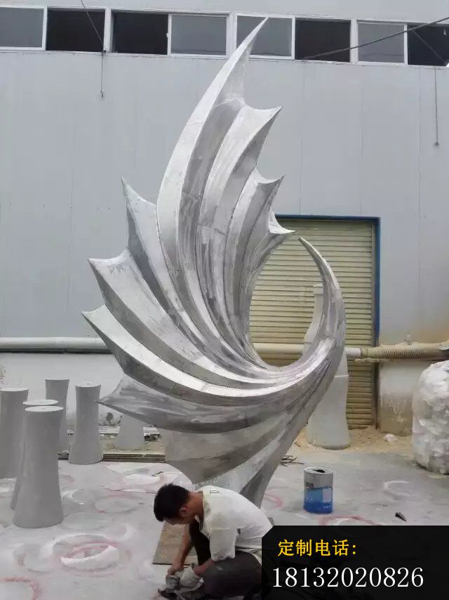 抽象凤凰雕塑不锈钢公园雕塑 (2)_640*854