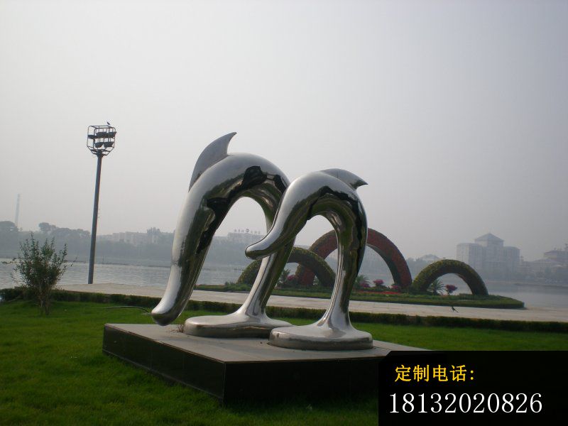 抽象海豚雕塑公园不锈钢动物雕塑_800*600