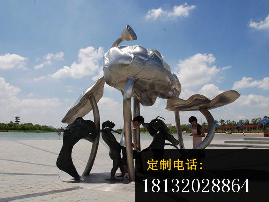不锈钢荷花雕塑，不锈钢广场雕塑_536*402