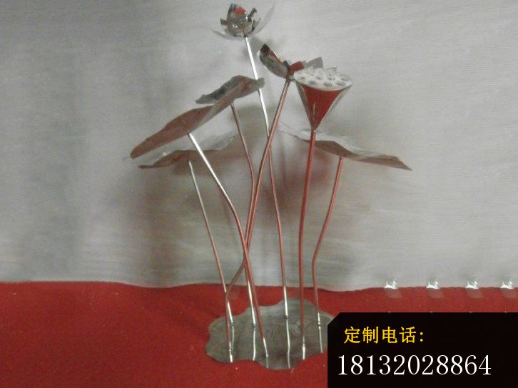 不锈钢荷花雕塑，锻造荷花锻造荷叶 (1)_726*544