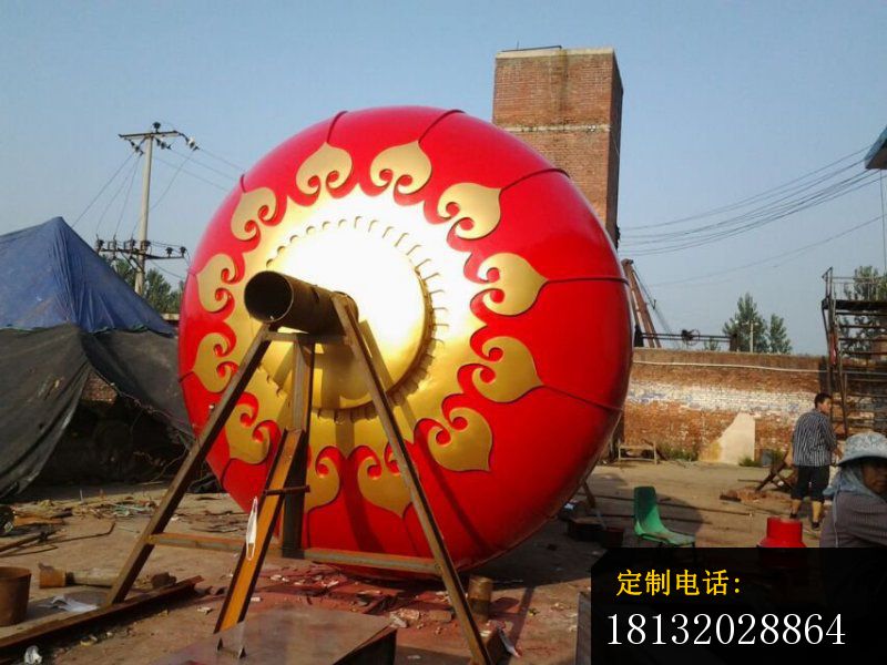 不锈钢红灯笼雕塑，广场不锈钢红灯笼雕塑 (1)_800*600