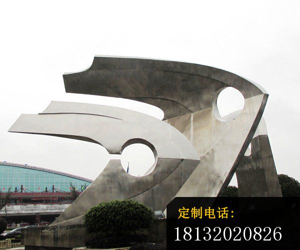 抽象鱼雕塑不锈钢广场雕塑_600*500