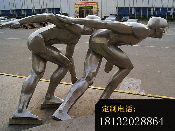 不锈钢滑冰雕塑，不锈钢运动雕塑_585*439
