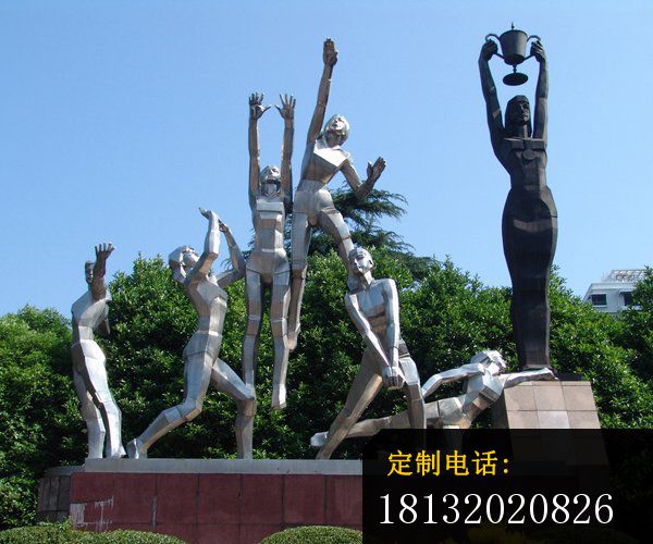 打排球雕塑不锈钢人物雕塑_600*500