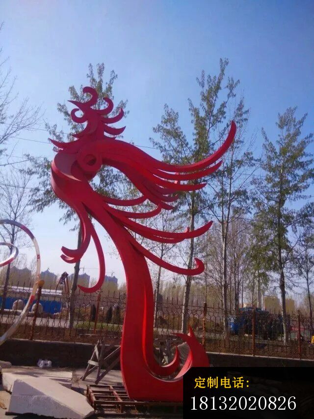 大型抽象凤凰雕塑不锈钢广场雕塑_640*853