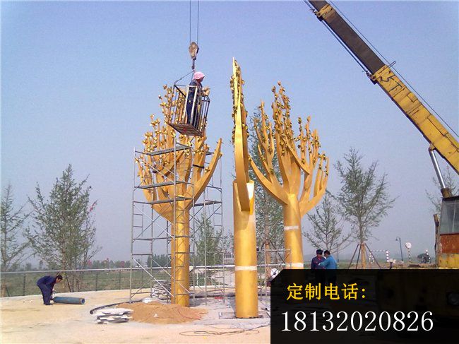 发财树雕塑公园不锈钢雕塑_650*487