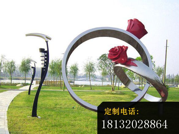 不锈钢戒指雕塑，不锈钢爱情雕塑_585*439