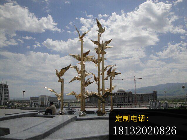 飞翔的鸽子雕塑不锈钢动物雕塑 (2)_637*478