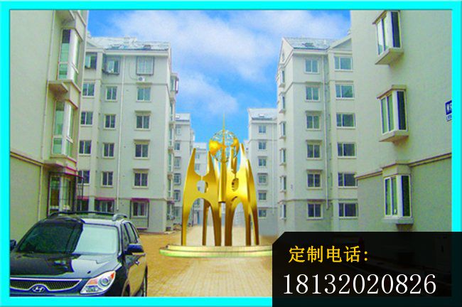 共筑未来雕塑不锈钢企业雕塑_650*432