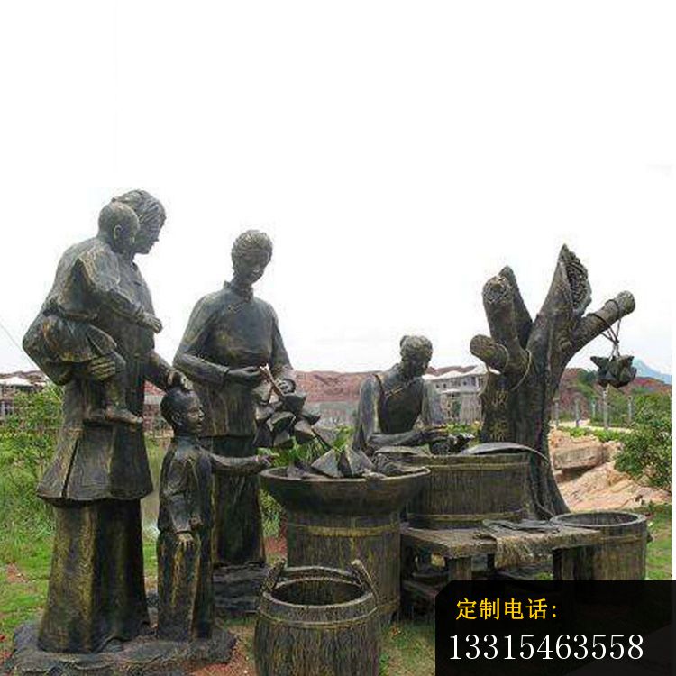 包粽子的人物铜雕公园小品铜雕 (2)_750*750