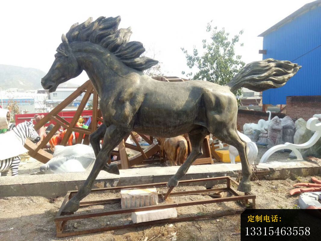 奔跑的马铜雕，公园动物摆件 (3)_1066*799