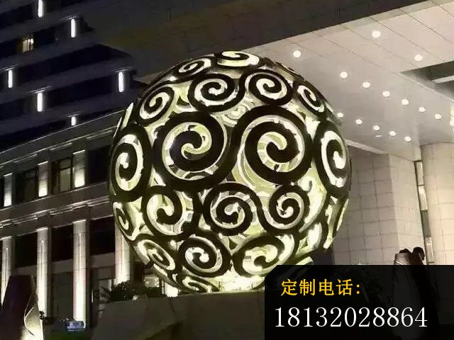 不锈钢镂空球雕塑，大型广场不锈钢，不锈钢透光镂空球雕塑 (3)_640*480