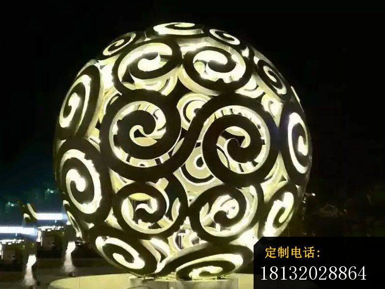 不锈钢镂空球雕塑，大型广场不锈钢，不锈钢透光镂空球雕塑 (4)_782*586