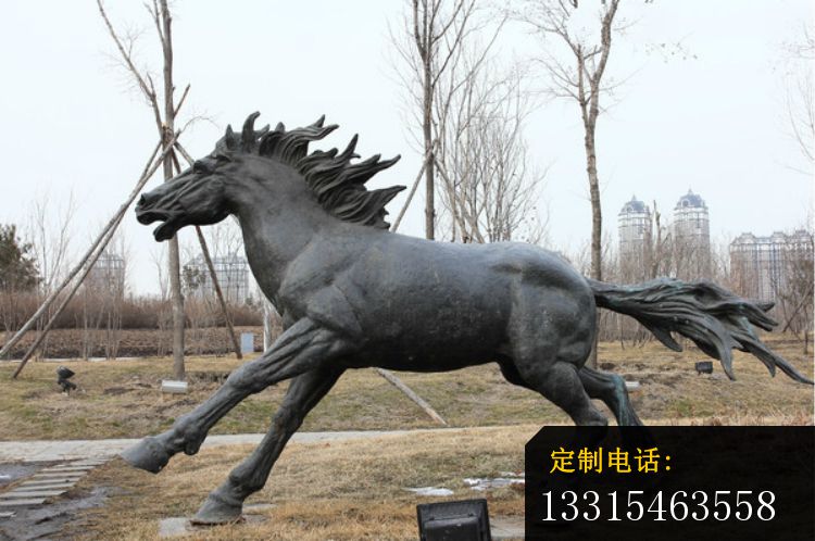 奔跑的马铜雕，小区动物铜雕 (3)_750*498