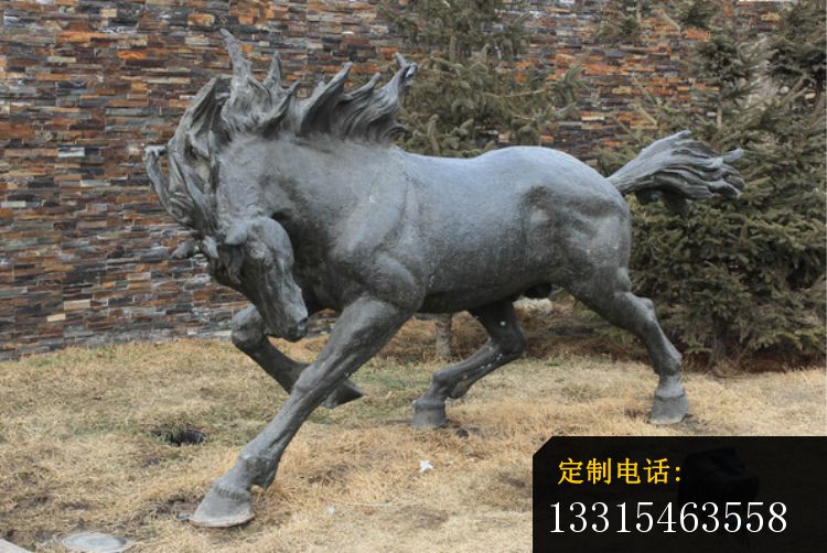 奔跑的马铜雕，小区动物铜雕_750*502