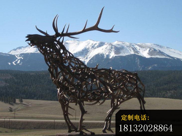 不锈钢鹿雕塑，不锈钢抽象鹿雕塑_730*547