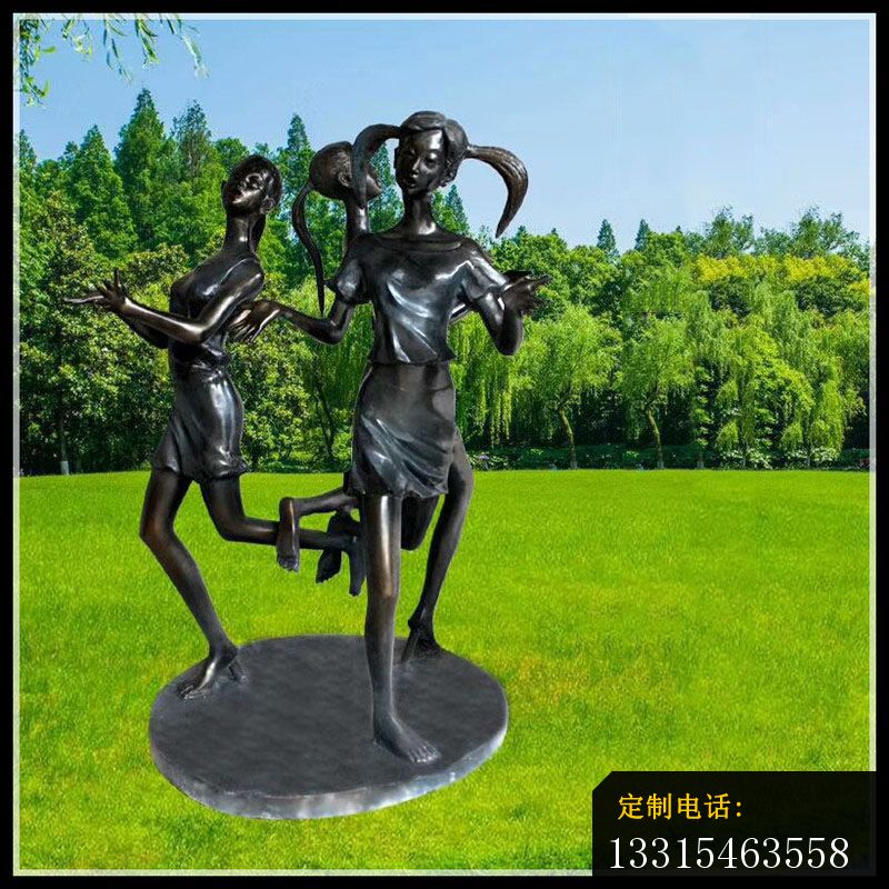 编花篮的女孩铜雕，公园人物铜雕_800*800