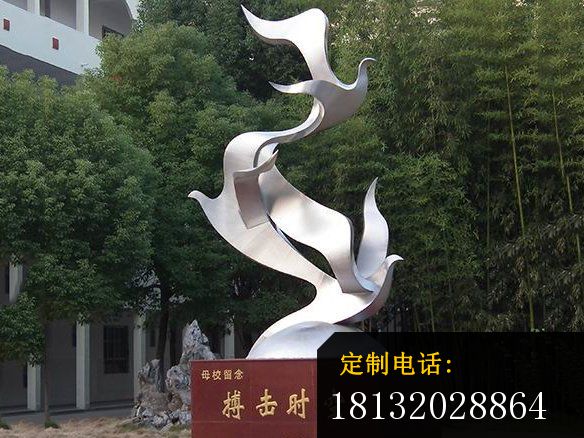 不锈钢鸟类雕塑，不锈钢搏击时空雕塑_584*438