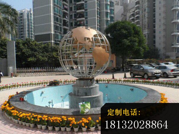 不锈钢喷泉地球雕塑_610*457