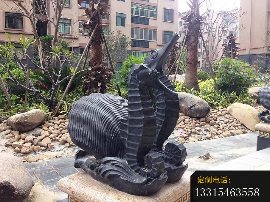 玻璃钢仿铜海马小区动物雕塑_906*680