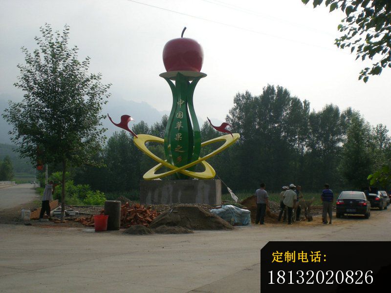 苹果之乡雕塑城市不锈钢雕塑_800*600