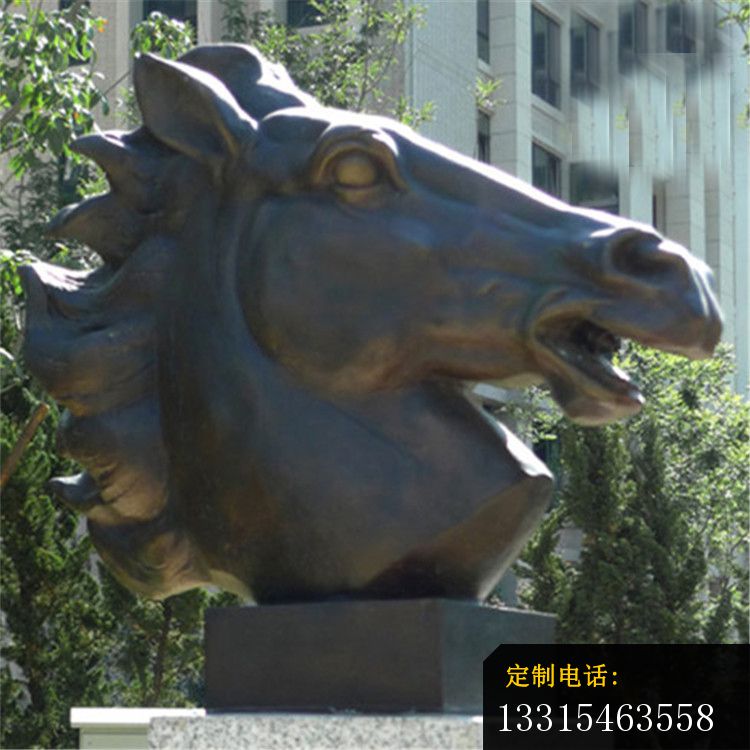 玻璃钢仿铜马首雕塑，十二生肖雕塑_750*750