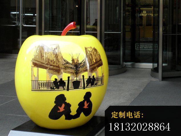 不锈钢苹果雕塑，彩绘苹果雕塑_634*476