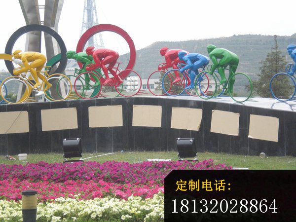不锈钢骑自行车雕塑，不锈钢公园雕塑_600*450
