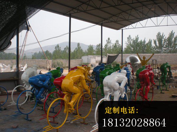 不锈钢骑自行车雕塑，不锈钢运动雕塑_600*450