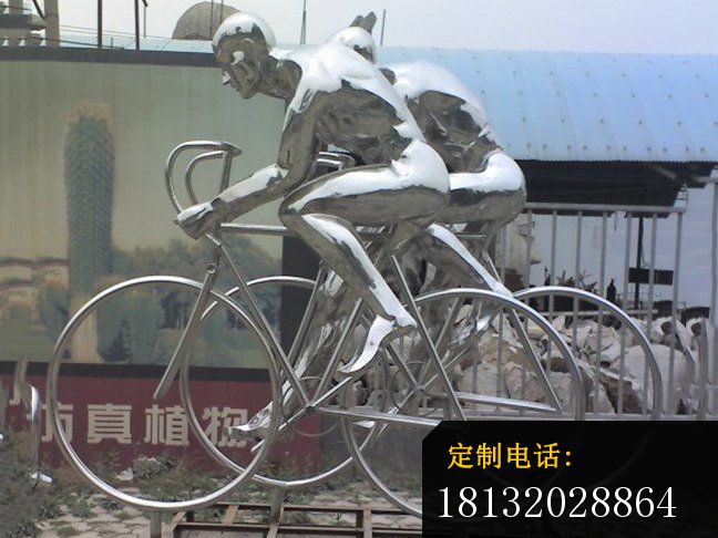不锈钢骑自行车雕塑，公园不锈钢骑自行车雕塑_648*486