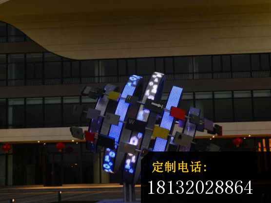 不锈钢企业雕塑，办公楼大门口雕塑 (1)_556*417