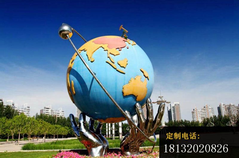手捧地球雕塑不锈钢地球仪_800*530