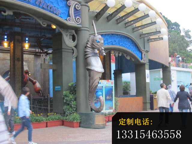 玻璃钢海马雕塑，仿铜玻璃钢雕塑_640*480